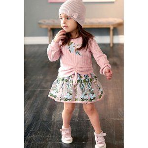 2T Baby Sara Toddler Girls 2pc Embroidered Organza Sweater Dress NWT All Seasons